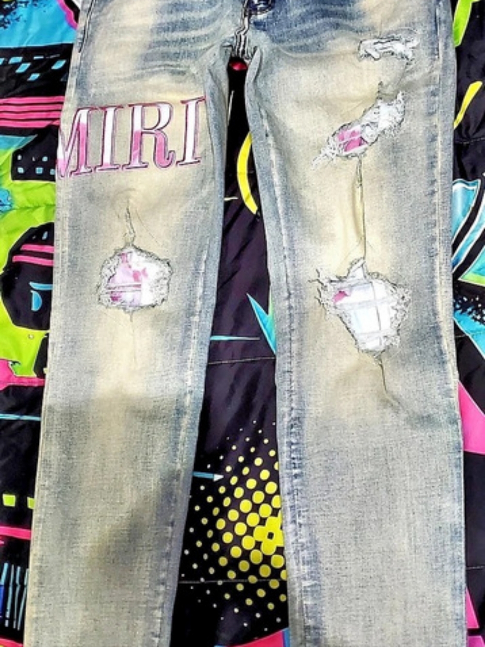 AMIRI Tie Dye Core Logo Jean Stone Indigo Blue Jeans